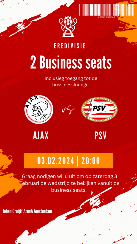 2 VIP kaarten Ajax – PSV 2024